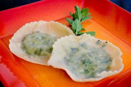 Chard Ravioli with Oregano