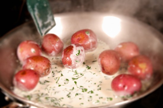 Browned Basil Cream Potatoes