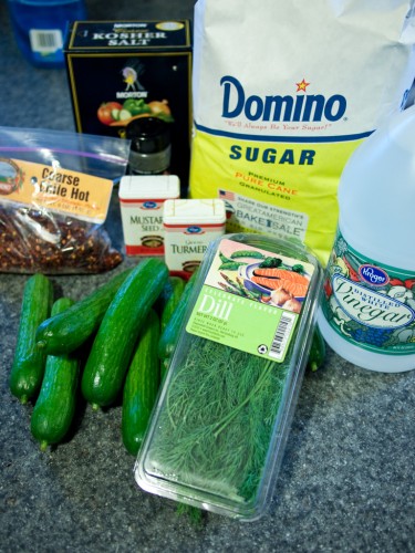 ingredients for Hot 'n' Sweet Refrigerator Pickles