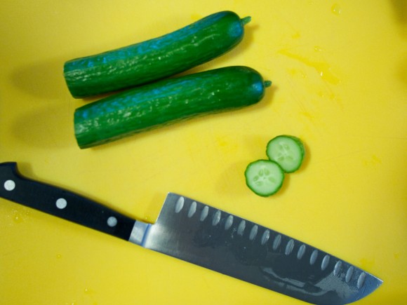 cucumbers with one end sliced off