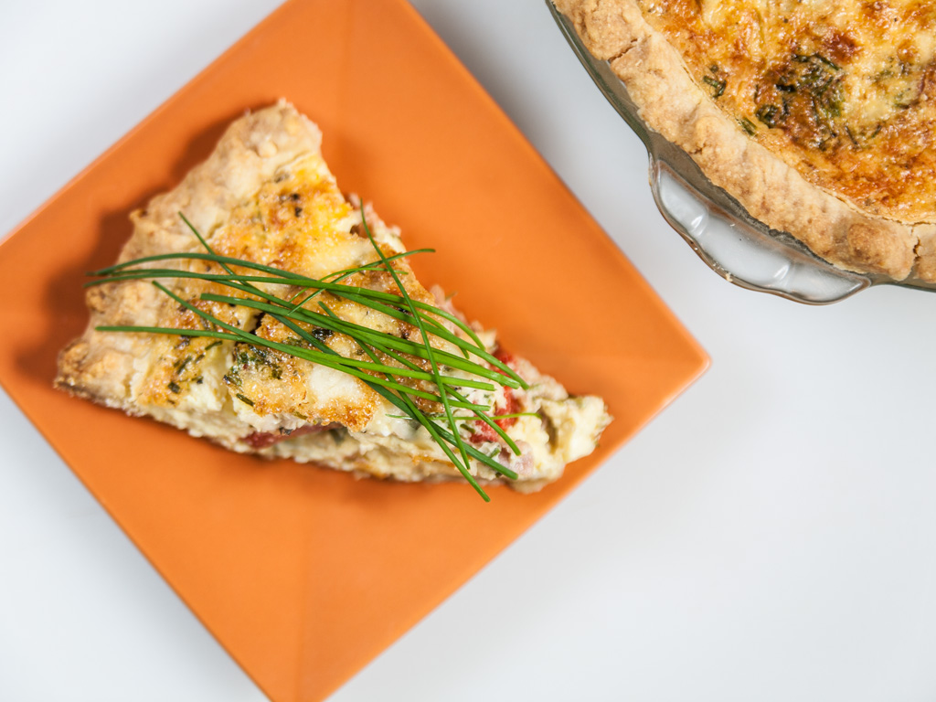 Fresh Chive, Red Pepper, and Prosciutto Quiche