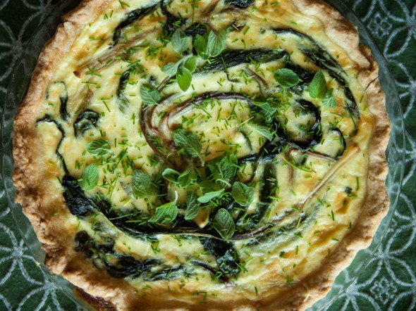 Quiche with Ramps, Pancetta and Marjoram