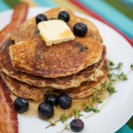Wheat Germ Pancakes with Blueberries and Thyme
