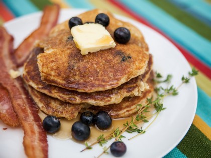 Permalink to Wheat Germ Pancakes with Blueberries and Thyme
