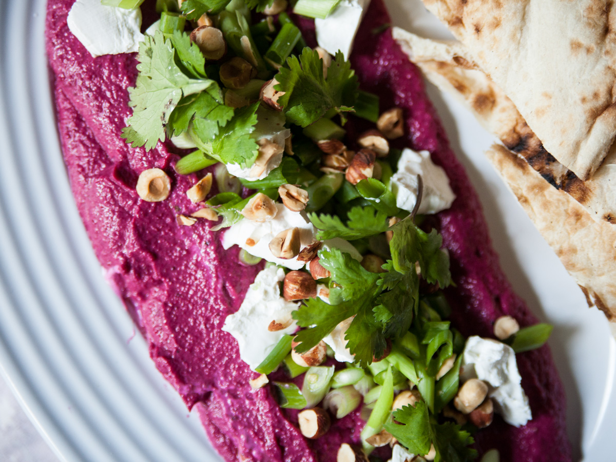 Roasted Beet Puree with Goat Cheese and Cilantro